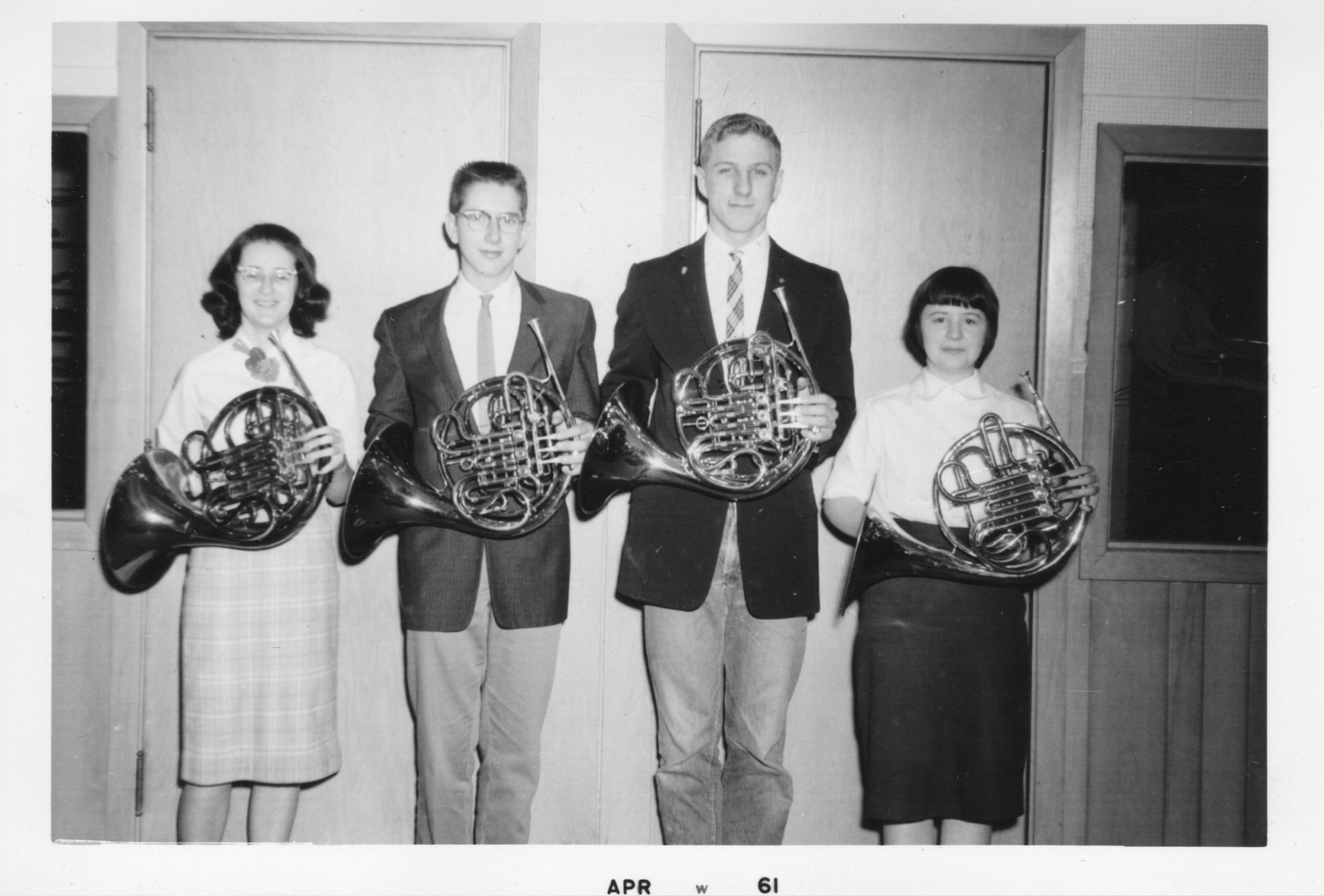 Four high-school French horn players, April 1961