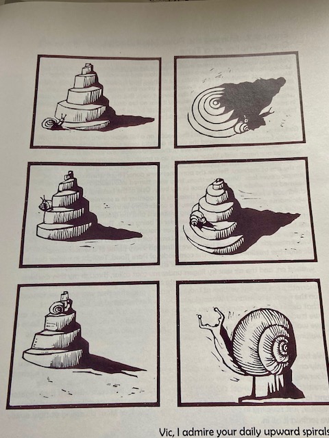 A page of snail drawings inscribed to Victor Mair